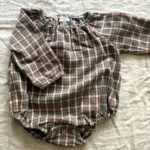 Maison Me Baby Onsie, woven plaid, size 6-12 mos